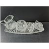 Image 3 : Crystal Lot- (2) Candleholders, Tray, Pitcher, Sugarbowl, Trinket Holder