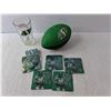 Image 3 : Sask Roughriders Lot- Autographed Weston Dressler & George Reed Photos, Grey Cup Glass, Coasters, Mi