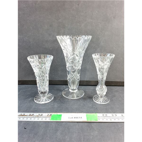 (3) Crystal Vases