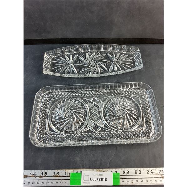 (2) Crystal Serving Trays