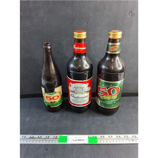 Vintage Labatt and Budweiser Glass Bottles
