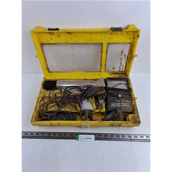 Equus Chrome Inductive Xenon Timing Light with Analyzer & Accessories in Tote - All Untested