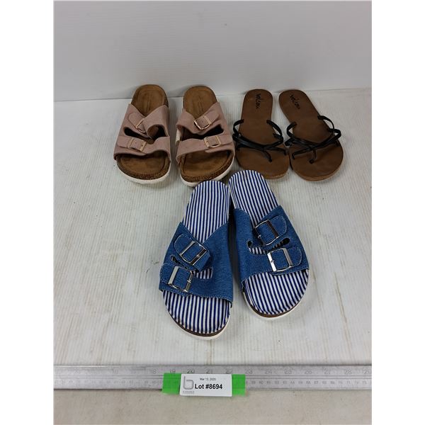 (3) Pairs Of Womens Sandals, All Size 10