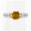 Image 3 : NEW 14K White Gold 2.67 ctw GIA Octagonal Orange Sapphire Diamond Engagement Rin