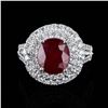 Image 1 : 3.01 ctw Ruby and 0.95 ctw Diamond Platinum Ring (GIA CERTIFIED)