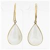 Image 1 : 14k Yellow Gold Large Pear Bezel Set White Mabe Pearl Tear Drop Dangle Earrings