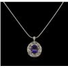 Image 2 : 21.34 ctw GIA Cert Tanzanite and Diamond Pendant With Chain - 14KT White Gold