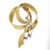 Image 1 : Vintage Birk 18k TT Gold Textured & Florentine Finish Pin Brooch w/ Old Cut Ruby