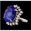 Image 1 : GIA Cert 22.45 ctw Tanzanite and Diamond Ring - 14KT White Gold