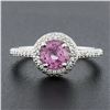 Image 2 : NEW Martin Flyer Platinum 1.57 ctw Round Pink Sapphire w/ Pave Diamond Halo Ring