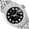 Rolex Ladies Stainless Steel Black Diamond Quickset Datejust Wristwatch 36MM