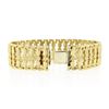 Image 4 : Vintage Italian 18K Gold Repousse Work w/ Floral Center Wide Strap Bracelet