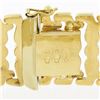 Image 9 : Vintage Italian 18K Gold Repousse Work w/ Floral Center Wide Strap Bracelet