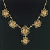 Image 6 : Antique 14K Gold 21.40 ctw GIA Brownish Yellow Zircon Open Filigree Work Necklac
