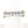 Image 1 : 14k TT Gold 0.60 ctw Round Channel Diamond Matte Squared Screw Double Band Ring