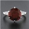 Image 2 : Vintage Platinum 4.29 ctw Round Garnet & Baguette Diamond 3 Stone Engagement Rin