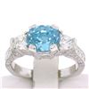 Image 3 : NEW 18k White Gold 3.91 ctw Oval Brilliant Blue Zircon Diamond Accents Ring Sz 6