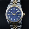 Image 1 : Rolex Mens Two Tone Blue Diamond Dial Datejust Wriswatch 36MM