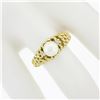 Image 3 : 14K Gold Cultured Pearl Solitaire w/ Diamond Open Twisted Wire Work Domed Ring