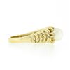 Image 5 : 14K Gold Cultured Pearl Solitaire w/ Diamond Open Twisted Wire Work Domed Ring
