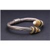 Image 2 : Vintage Sterling Silver & 18K Gold Crossover Bracelet with Natural Pearls