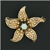 Image 2 : Antique Victorian 14k Gold Opal Seed Pearl Covered Lily Flower Cute Pin Brooch