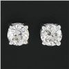 Image 2 : Platinum 0.91 ctw Old European Cut Diamond 4 Prong Basket Classic Stud Earrings