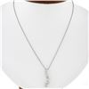 Image 1 : 14K White Gold 1.10 ctw Round Diamond Wavy Journey Pendant w 18" Cable Link Chai