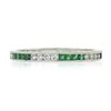 Image 7 : 18k White Gold 0.55 ctw Square Emerald & Round Diamond Milgrain Eternity Band Ri
