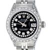 Image 2 : Rolex Ladies Stainless Steel Quickset Black Diamond Lugs Datejust Wristwatch Ser