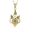 Image 2 : 10K Gold Seed Pearl & Old Diamond Detailed Leaf Pendant w/ 14K Gold 18" Chain