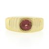 Image 4 : Mens 14k Gold 1.50 ctw Round Burnish Bezel Rhodolite Garnet Solitaire Grooved Ri