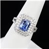 Image 1 : 3.00 ctw Blue Sapphire and 1.38 ctw Diamond 18K White Gold Ring (GIA CERTIFIED)