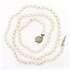 Image 5 : Vintage Long 31" Pearl Strand Necklace w/ 14K Gold 1.5 ctw Pave Diamond Ball Cla