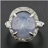 Image 3 : Antique Platinum GIA Ceylon NO HEAT Cabochon Blue Star Sapphire & Diamond Ring