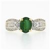 Image 4 : 14k TT Gold 1.86 ctw Oval Prong Emerald w/ Baguette & Round Diamond Sides Ring