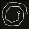 Image 3 : Antique 14K White Gold Engraved & Open Bar Link Pocket Watch Chain w/ Dog Clip