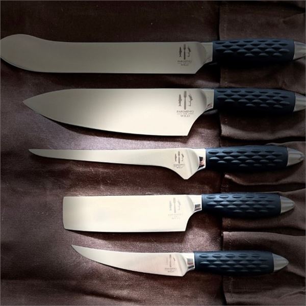 Robinson Hunters Knife Set in Wax Leather Roll by Flint and Flame