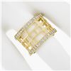 Image 6 : Estate 18k Yellow Gold 1.4 ctw Diamond Open Geometric 15mm Wide Band Ring size 6