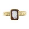 Image 4 : Antique Victorian 10k Gold Petite Bezel Set Rectangular Carved Agate Cameo Ring