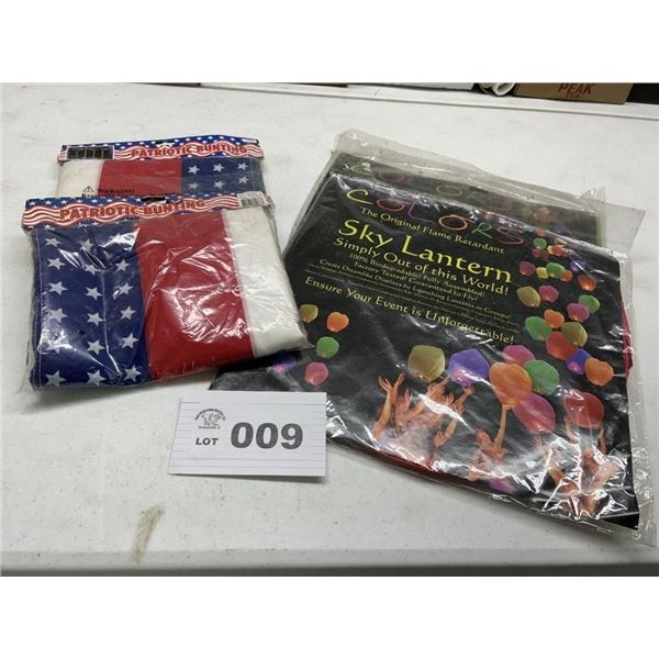 PATRIOTIC BUNTING AND SKY LANTERN DECORATIONS