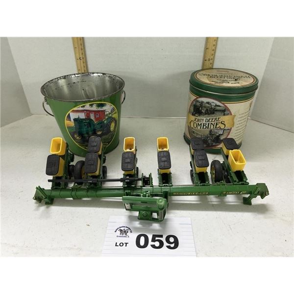 JOHN DEERE BUCKET/TIN AND PLANTER - NEEDS REPAIR