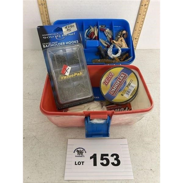 KID TACKLE BOX AND FISHING ITEMS