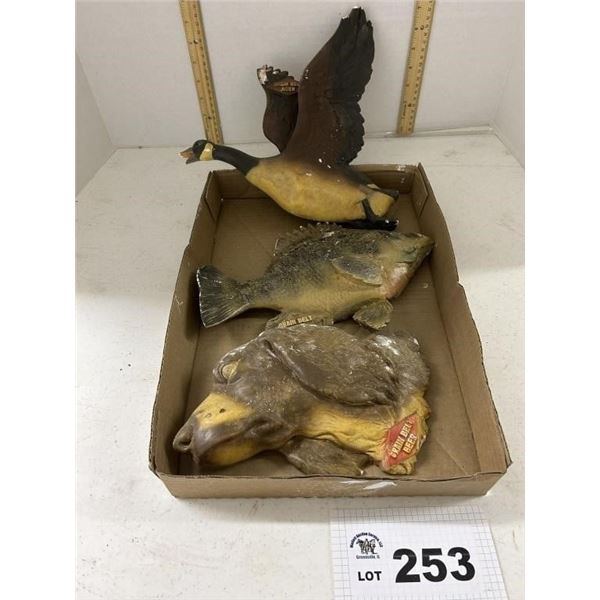 GRAIN BELT BEER FISH PLAQUES AND GOOSE