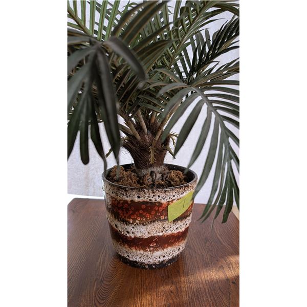 West German Vtg. Pottery Planter w/ Faux Plant