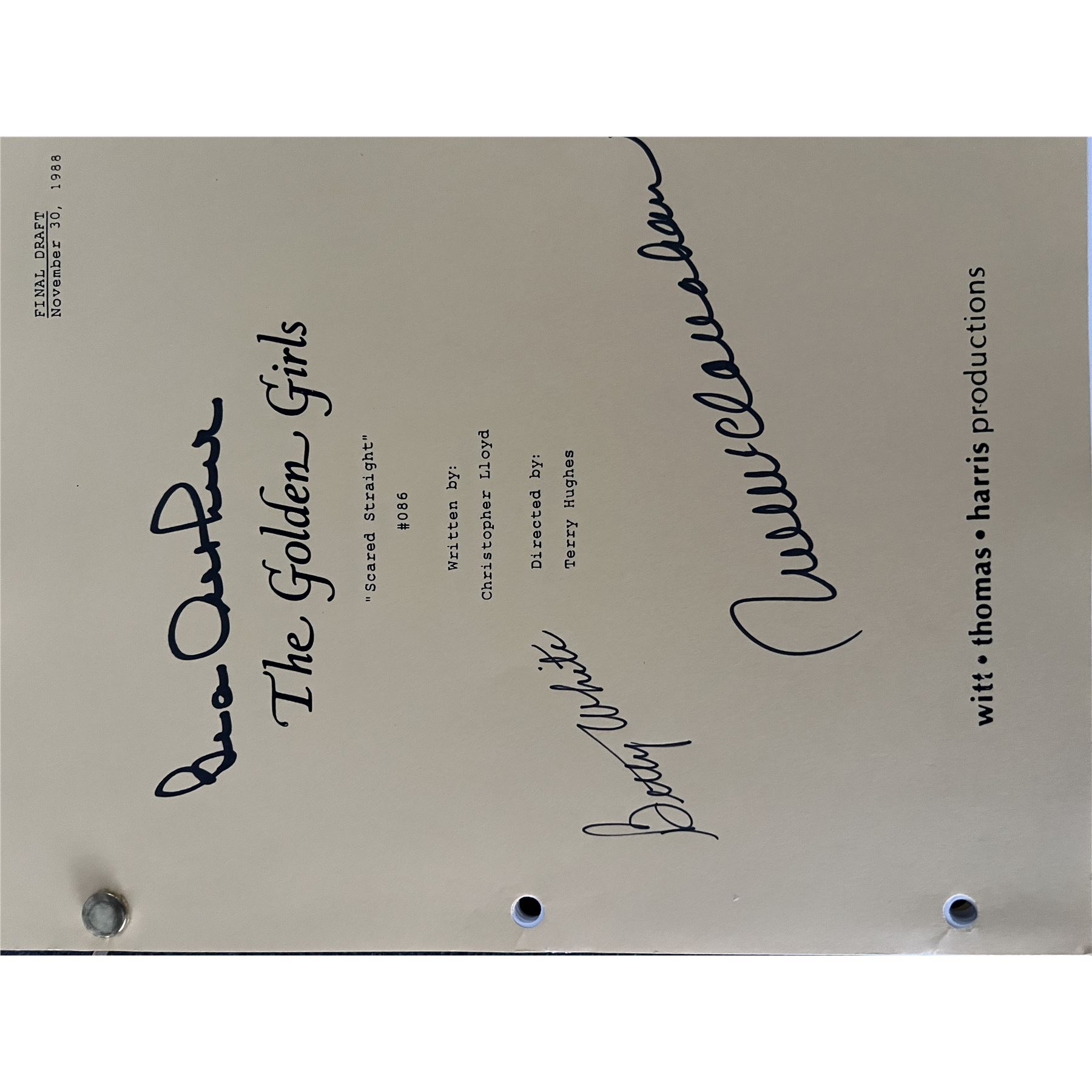 The Golden Girls cast signed script