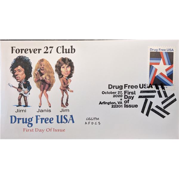 Forever 27 Club Drug Free USA First Day Cover - Jimi Janis Jim