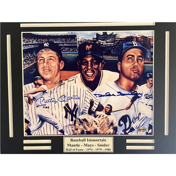 Duke Snider, Willie Mays and Mickey Mantle signed photo.