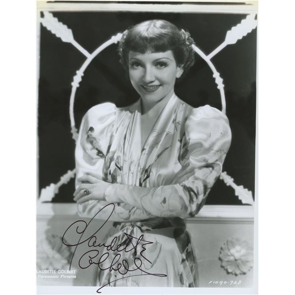Claudette Colbert signed photo. GFA Authenticated