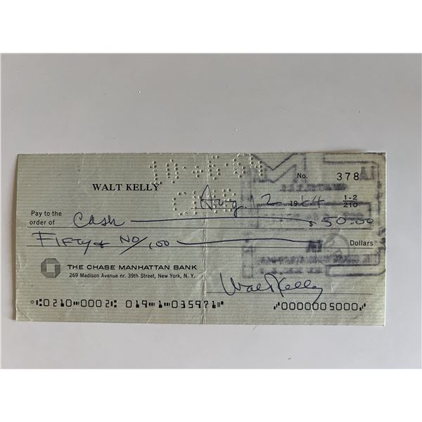 Walt Kelly signed check